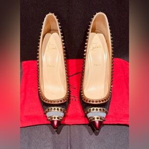 Christian Louboutin Malabar Hill Leather Studded Heels.40.5(EU) Fits like US 9